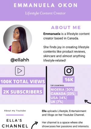 [Template] - Lifestyle Youtuber Media Kit Template by Emmanuela Okon